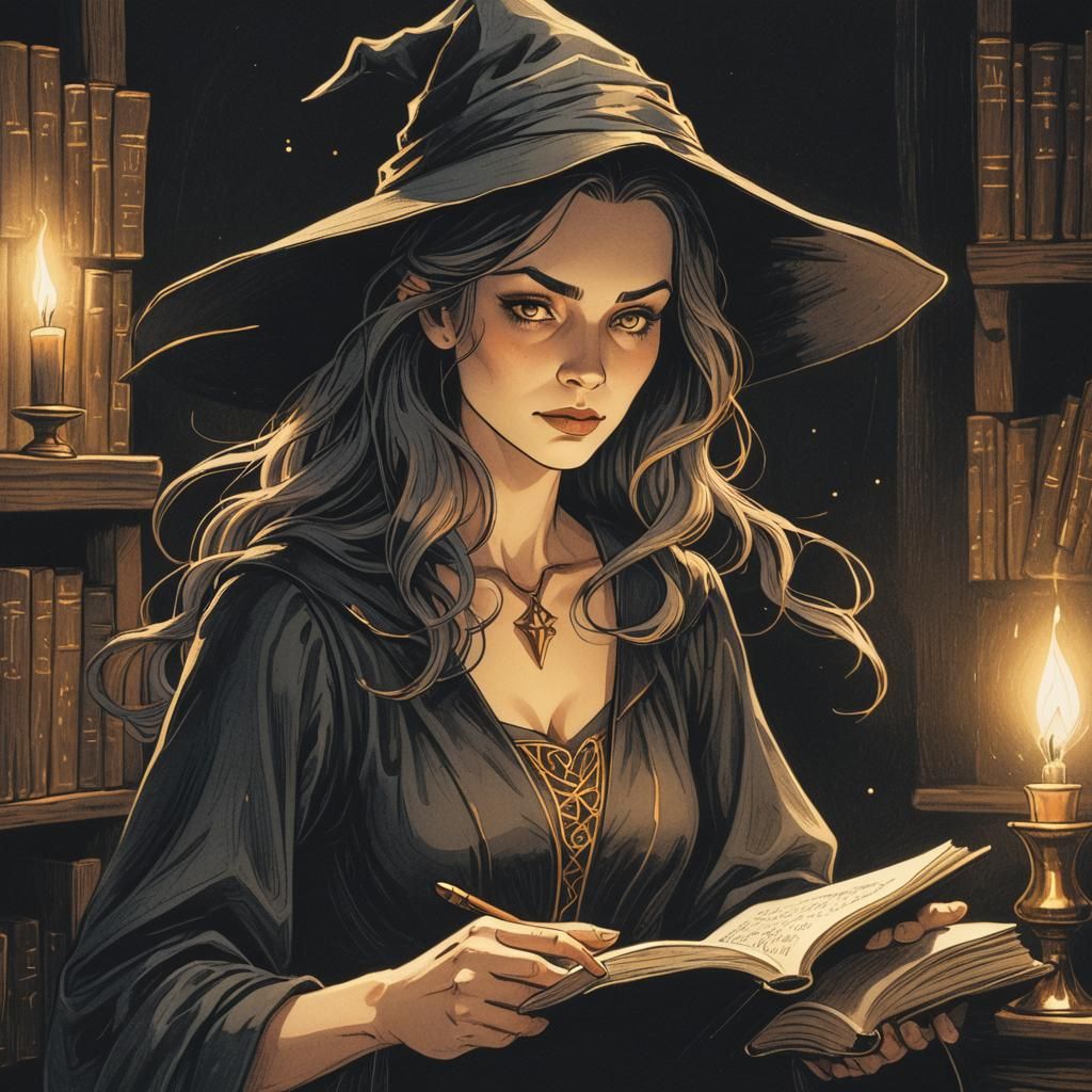 Enchanting Witch Reading: A Disney-esque Film Still