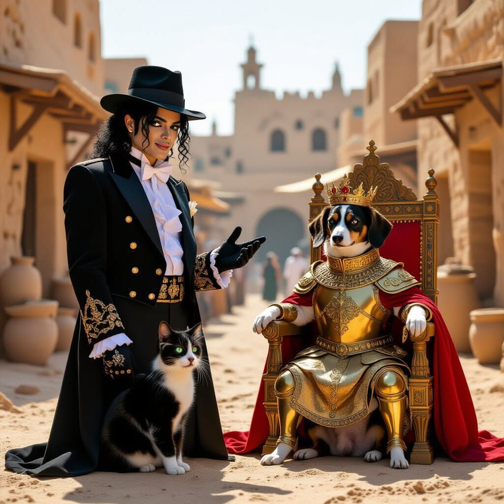 Michael Jackson and Cat in Ancient Jerusalem
