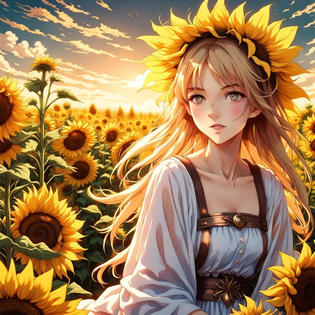 Goddess in Sunflower Field: Anime Key Visual