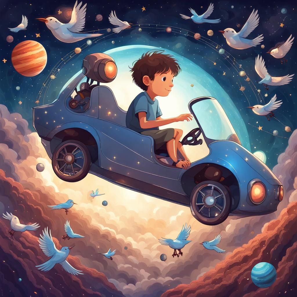 A boy fulfilling his dream to fly