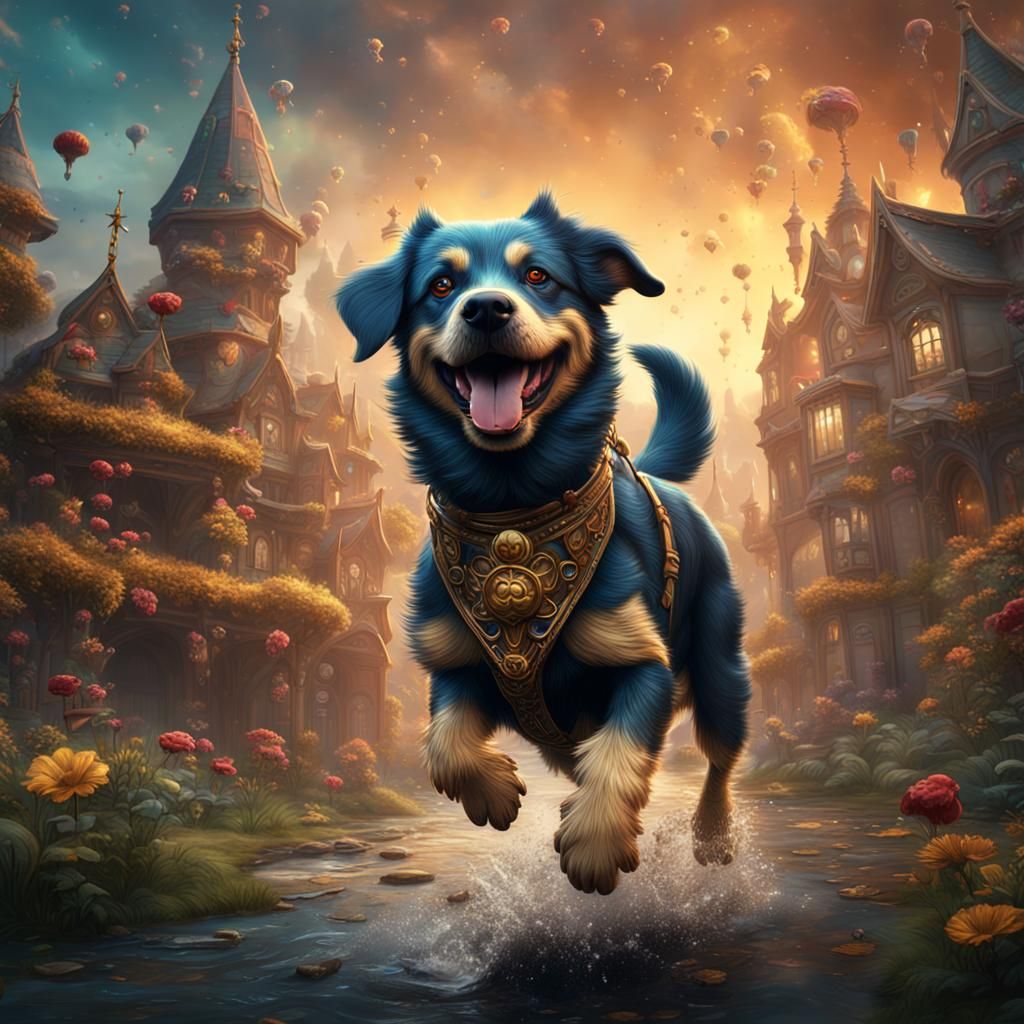 Happy Dog: Detailed Matte Painting in Deep Color