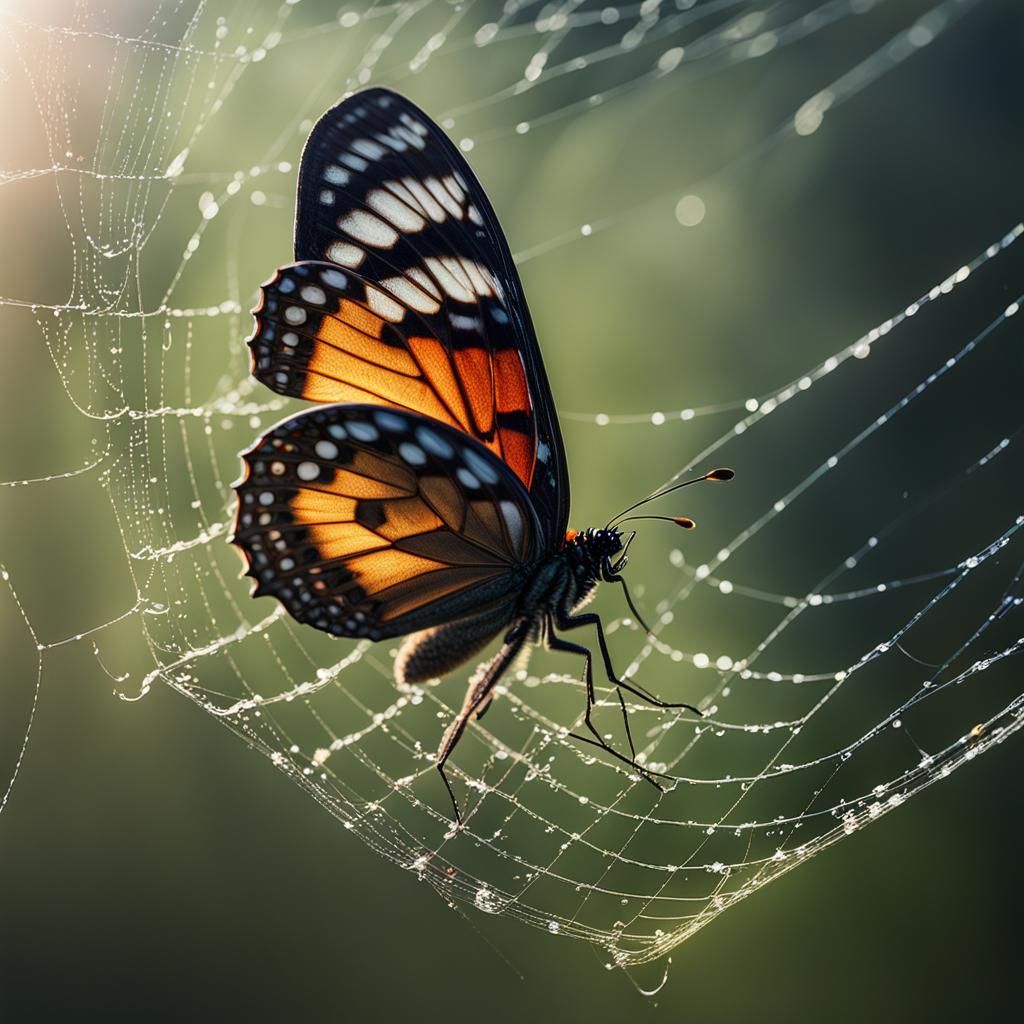 Butterfly in Web: Cinematic Digital Painting