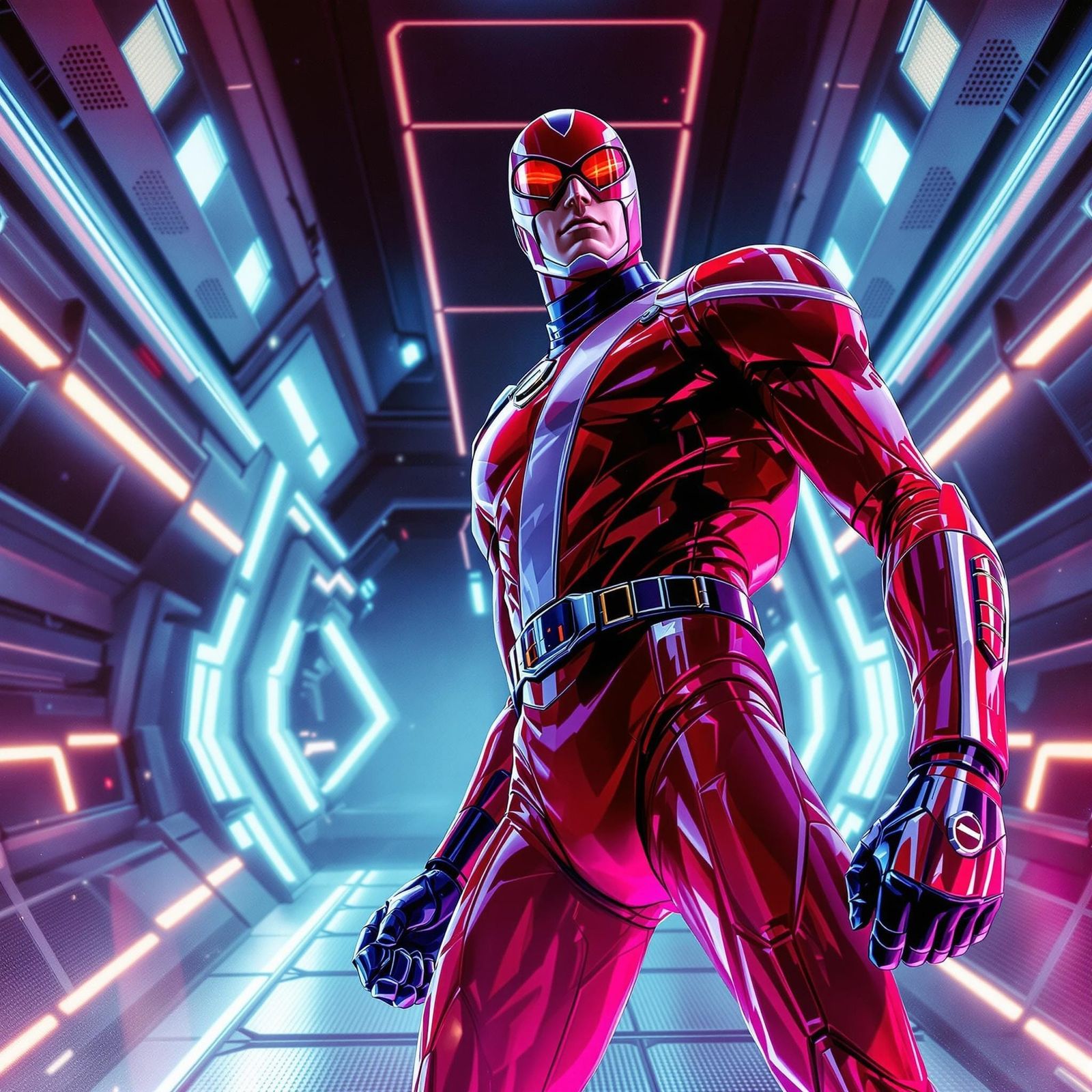 Captain Scarlet in Retro-Futuristic Spectrum Uniform