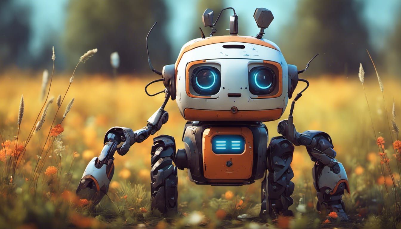 Charming Farming Robot in Detailed 3D Style