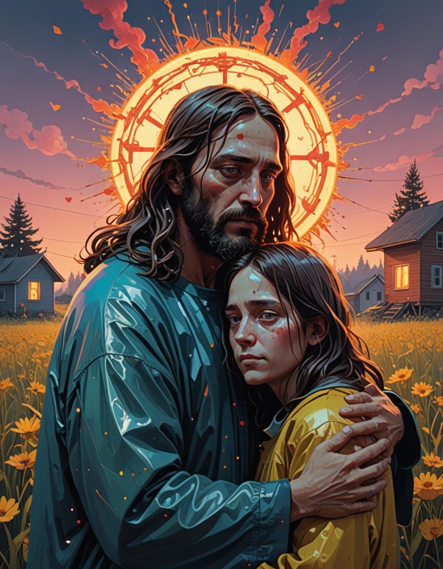 Jesus Hugs Person with Leprosy: Digital Art in Oil Painting ...