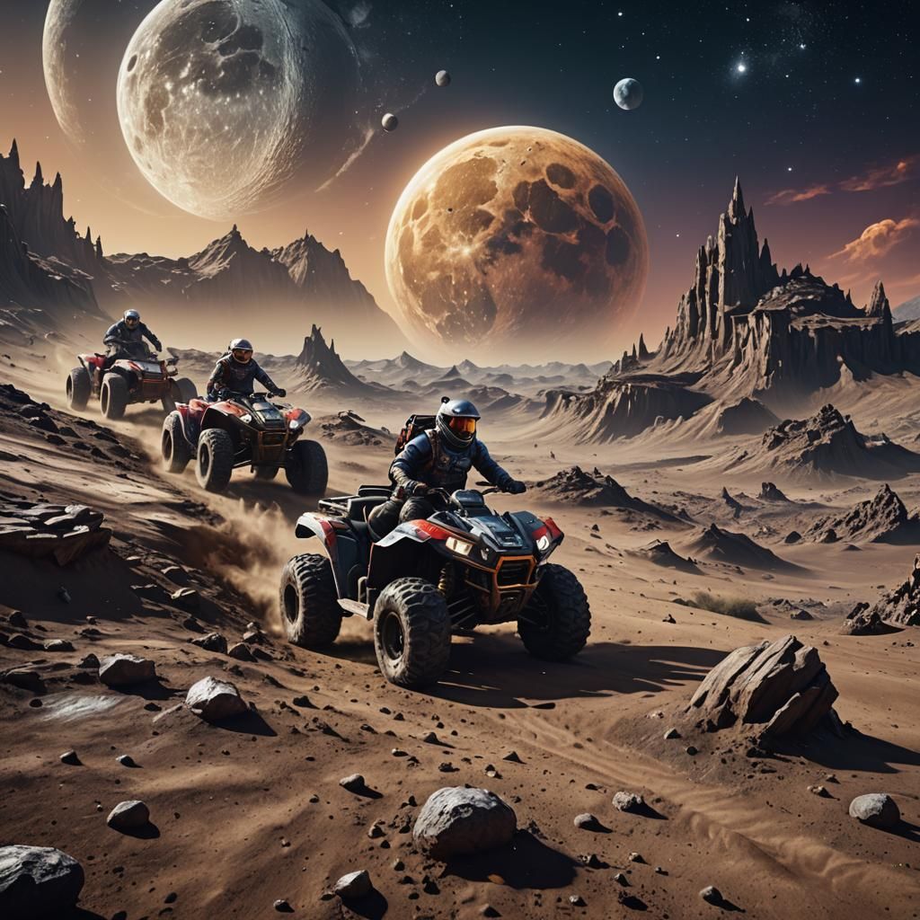 Quad Riders on the Moon: Fantasy Concept Art