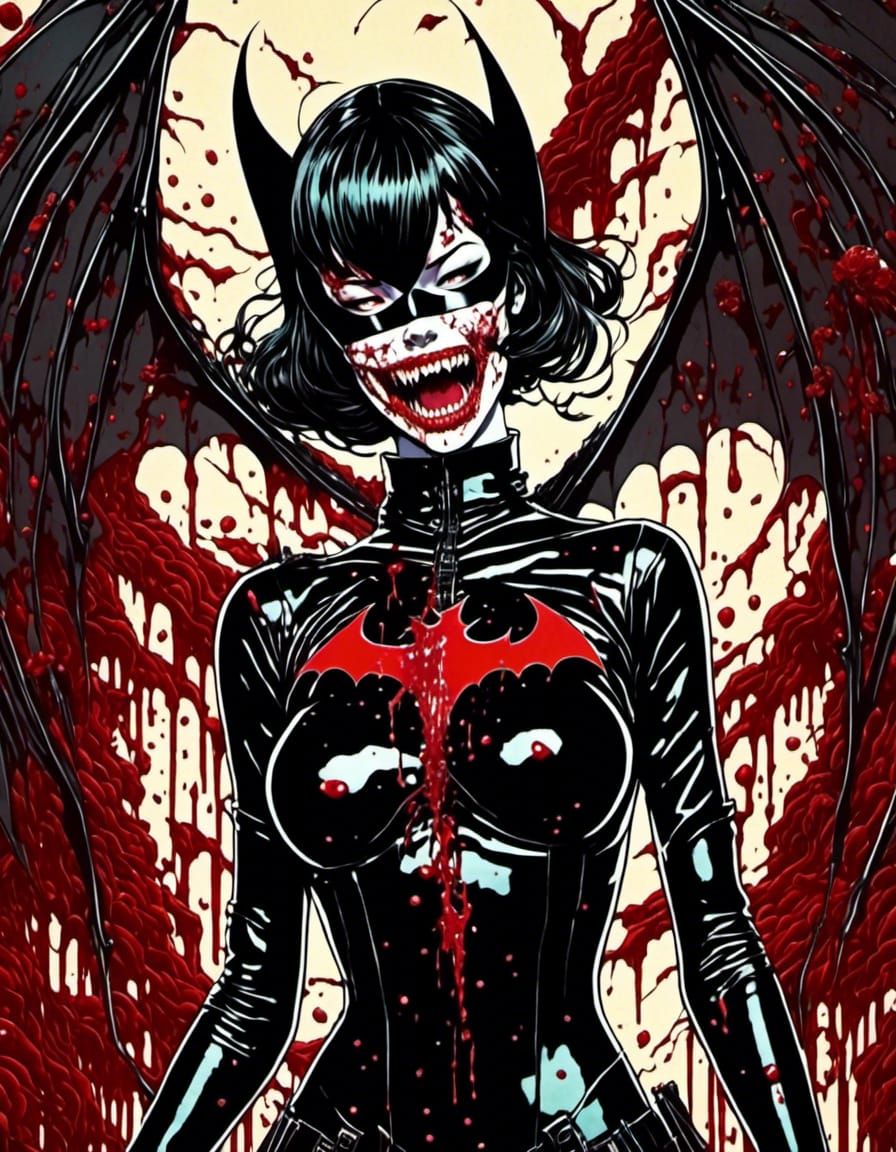 bat woman in black latex