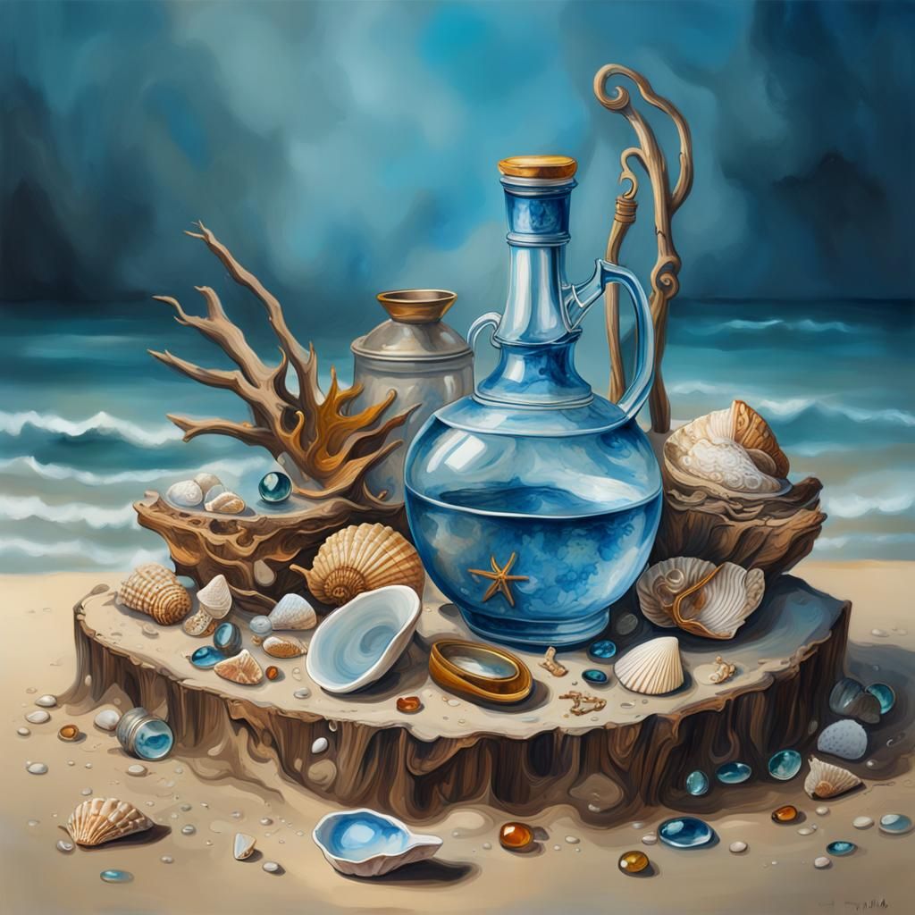 Treasures on the Beach in Graffiti Art Style