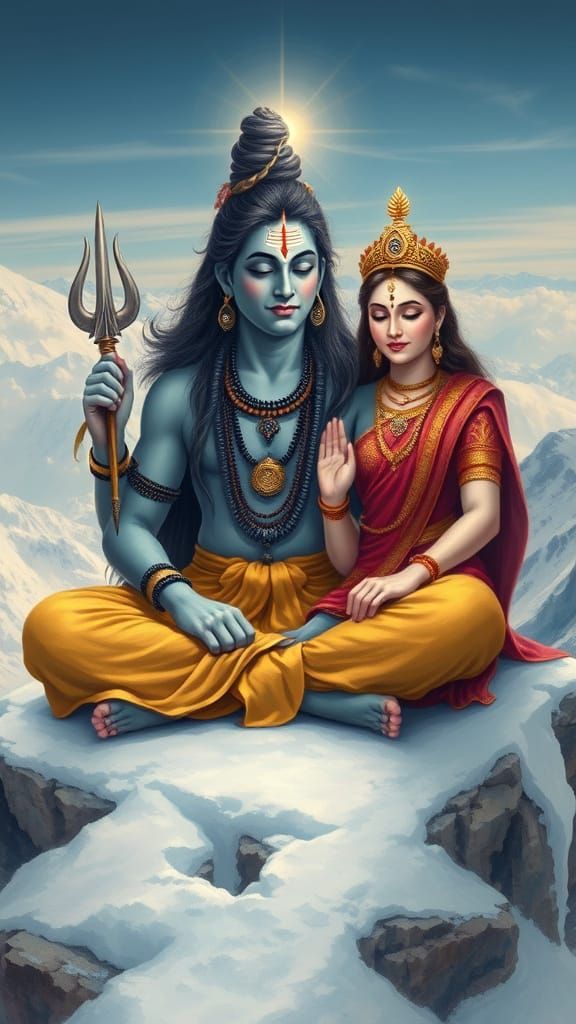 Lord Shiva Meditating on Mount Kailash