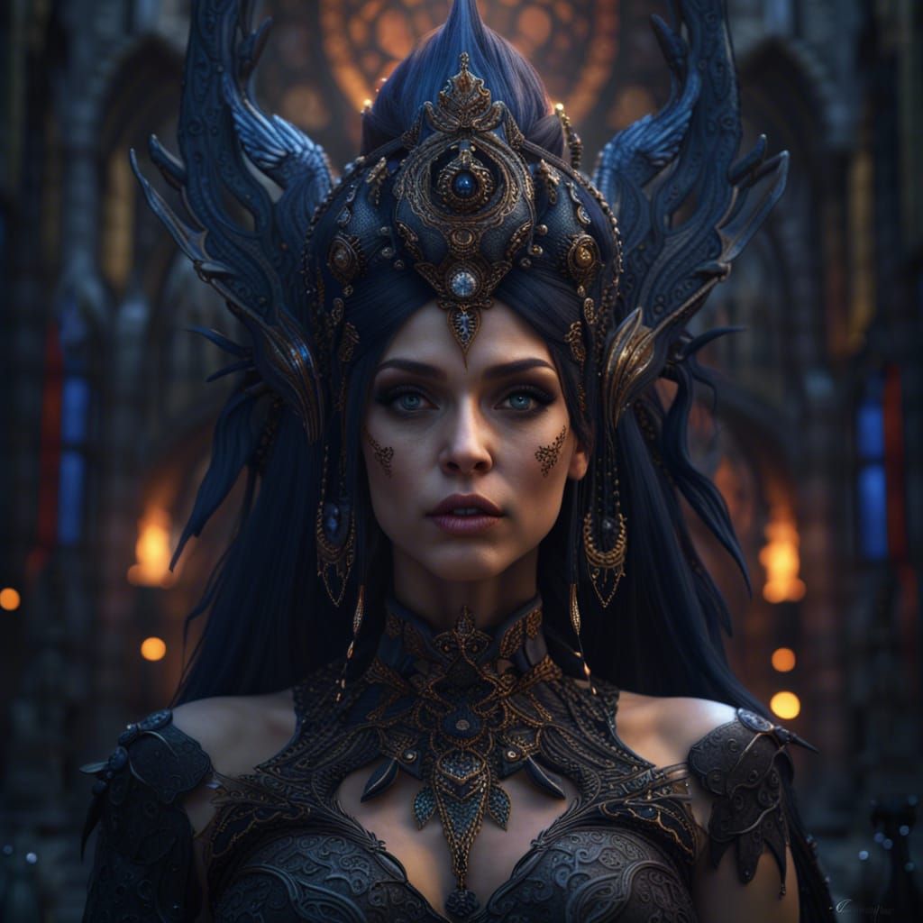 Goth Goddess in Detailed Matte Painting Style