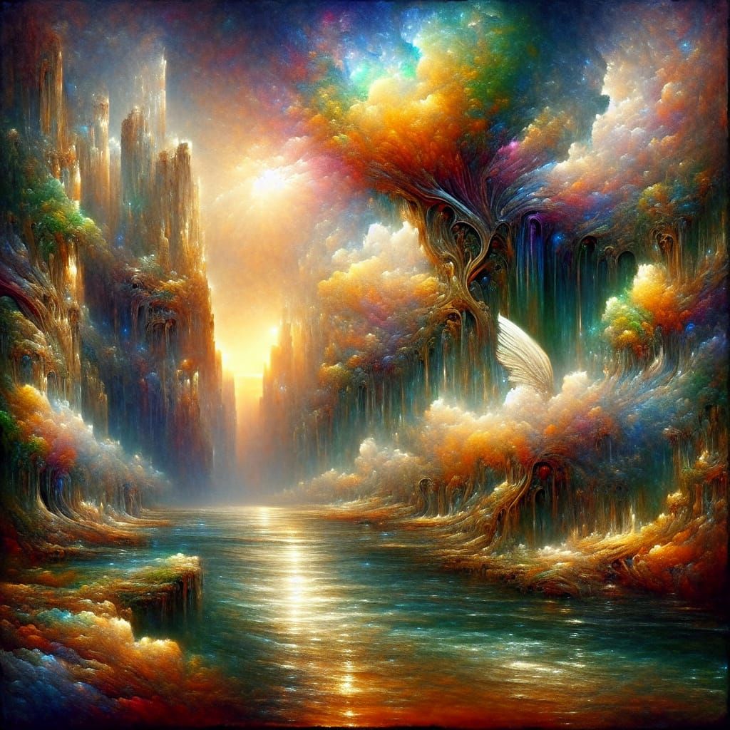 Fantasy Landscape in Wet-on-Wet Watercolor Technique