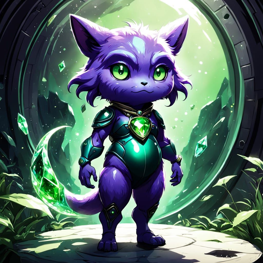 Vibrant Furry Alien with Jewel