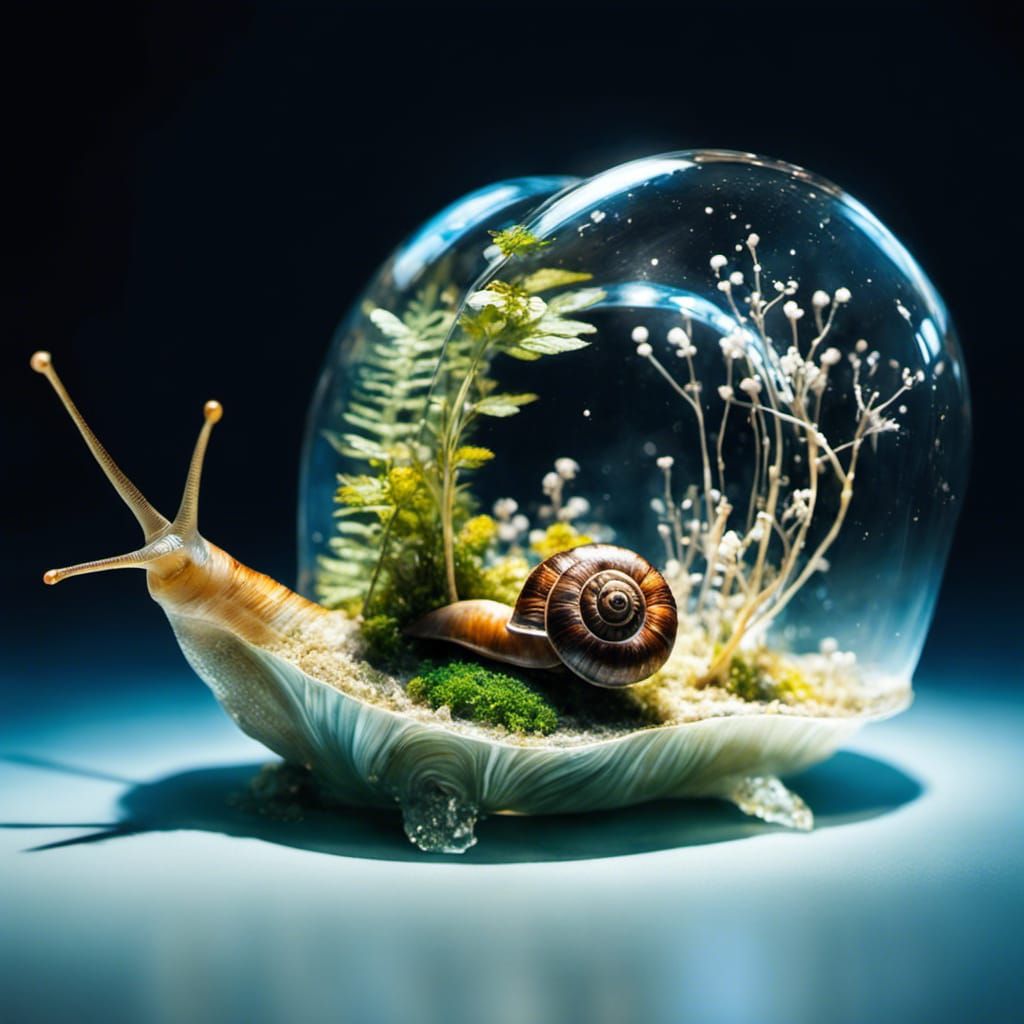 Miniature Rainforest Inside Snail Shell: Digital Art