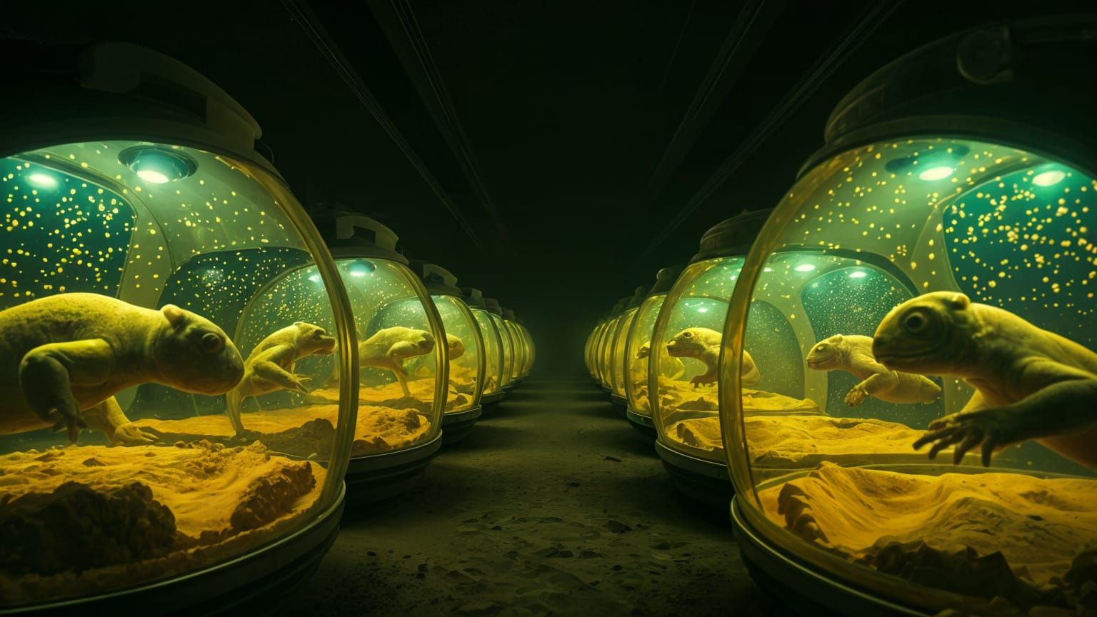 Frank Herbert's Dune Axolotl Tanks with real axolotls embryo...