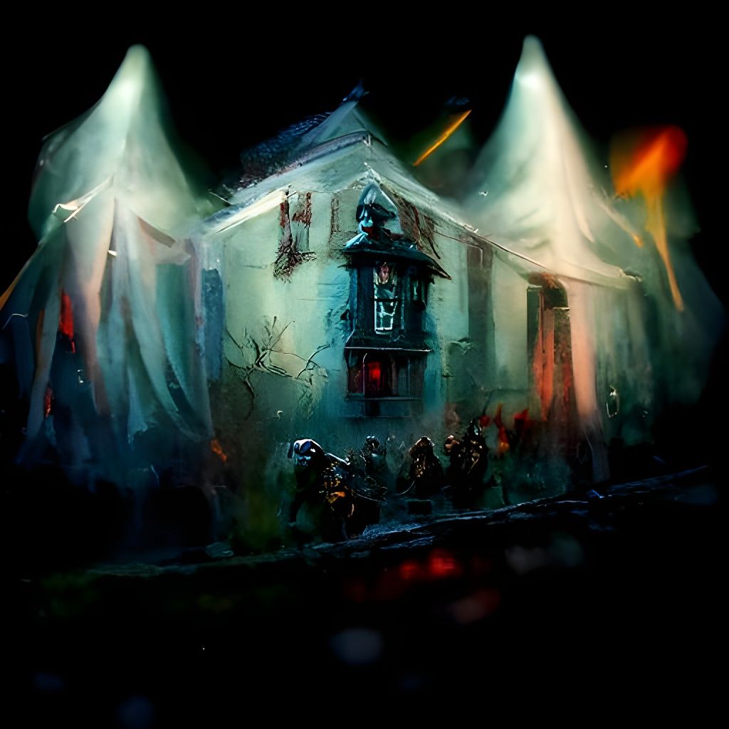 Spooky Haunted House with Flickering Light