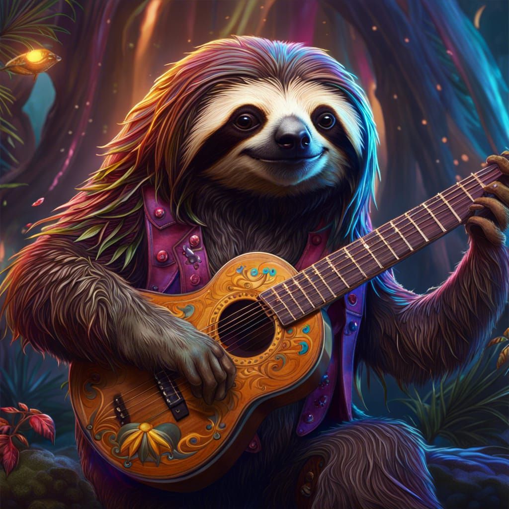 Sloth Guitarist: Detailed Fantasy Concept Art