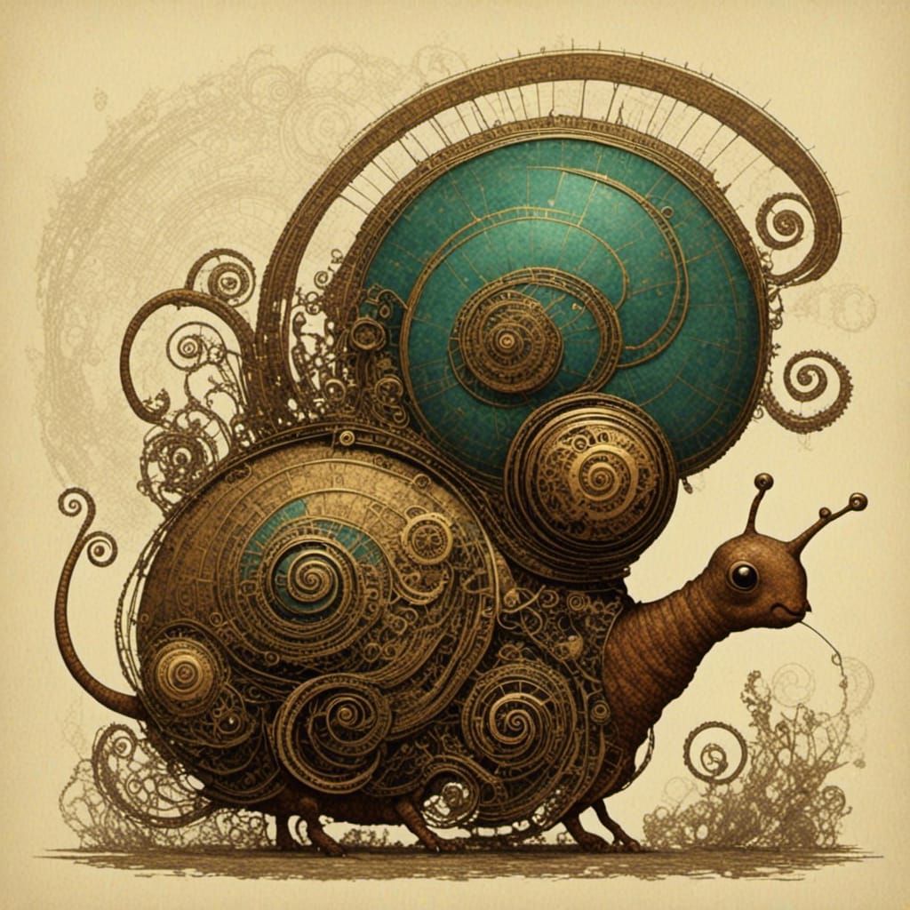 Charming Steampunk Snail with Mechanical Details
