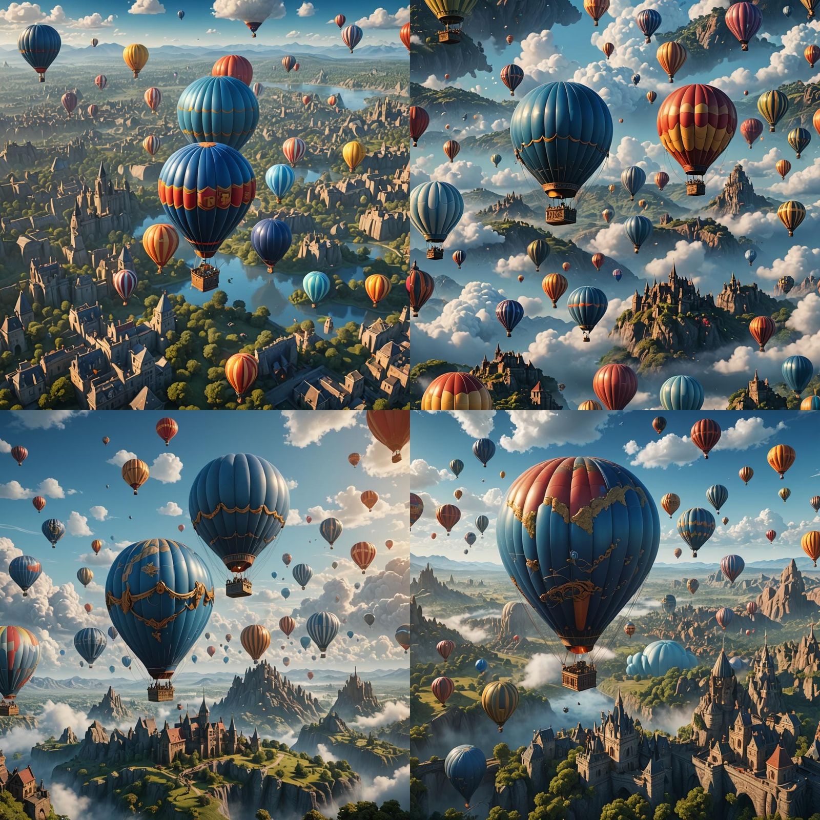 Hot Air Balloon in a Fantastical Sky