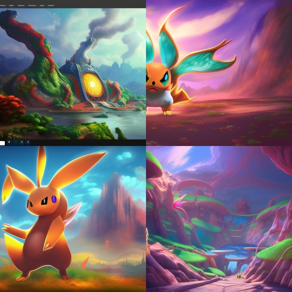 Surreal Pokemon in Detailed Matte Painting