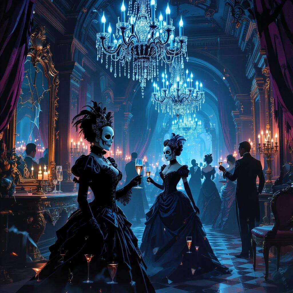 Haunted Masquerade Ball with Spectral Guests