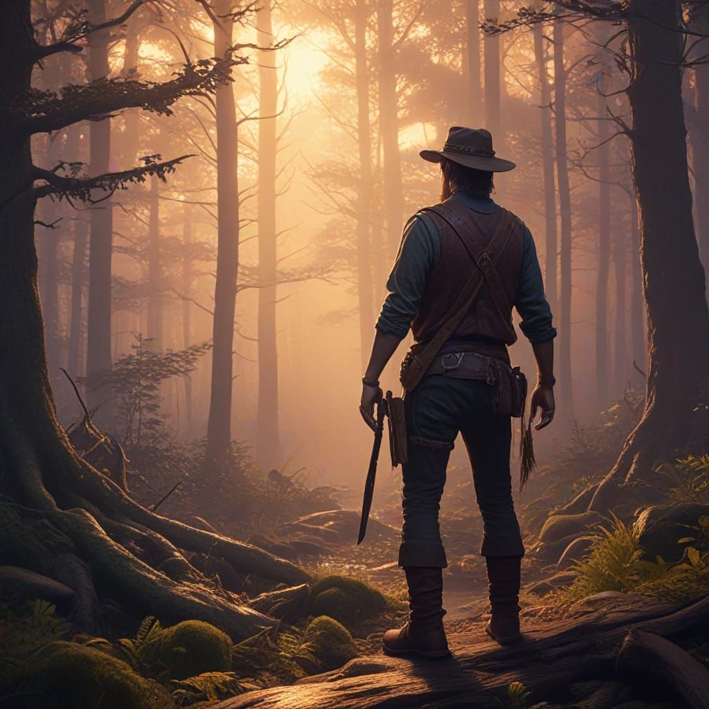 Hillbilly in Enchanted Forest: Fantasy Art