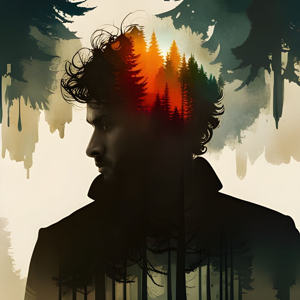 Double Exposure Portrait in Psychedelic Style