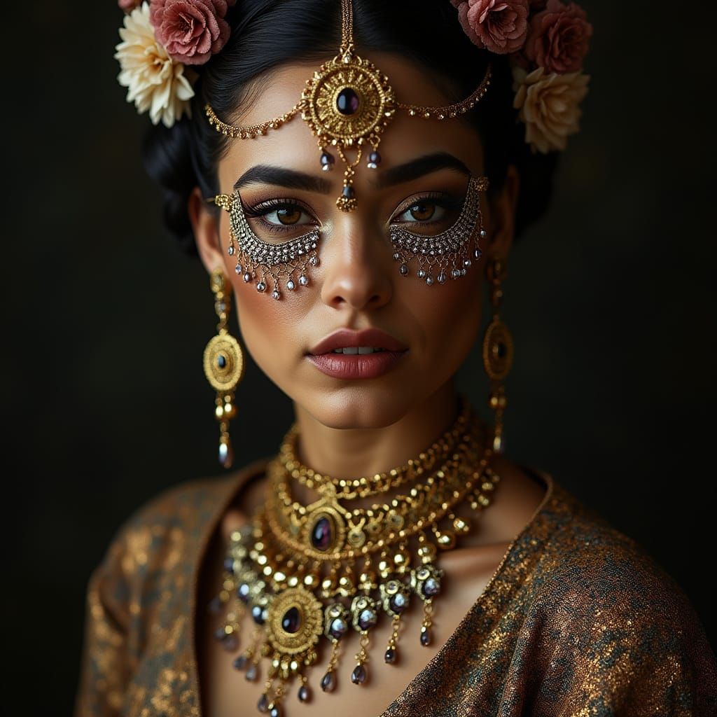 Golden Treasure with Smokey Quartz and Silver Filigree