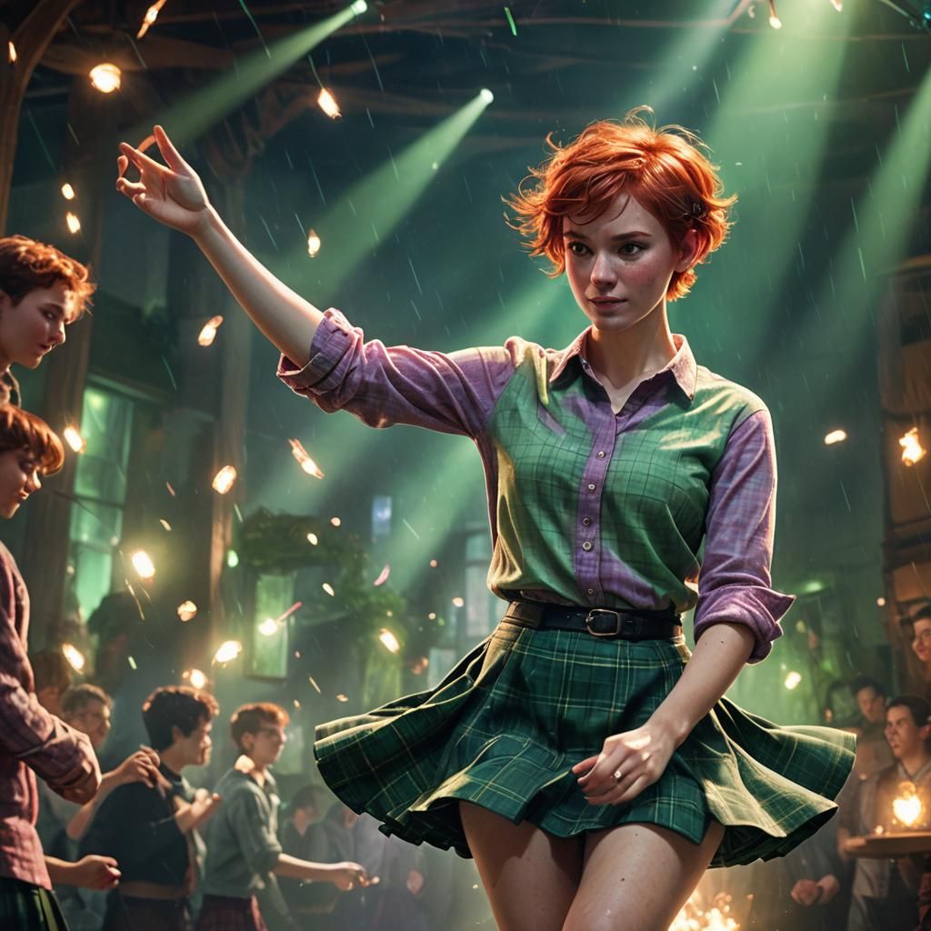 Fantasy Punk: Woman Dancing in a Dimly Lit Club