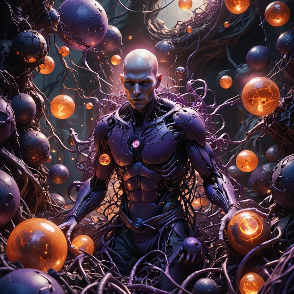 Biomechanical Being Emerges: Detailed Matte Painting