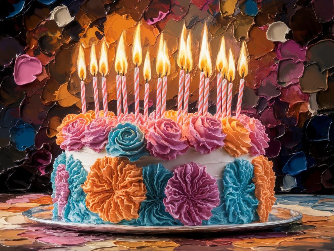 Vibrant Impasto Cake Celebration