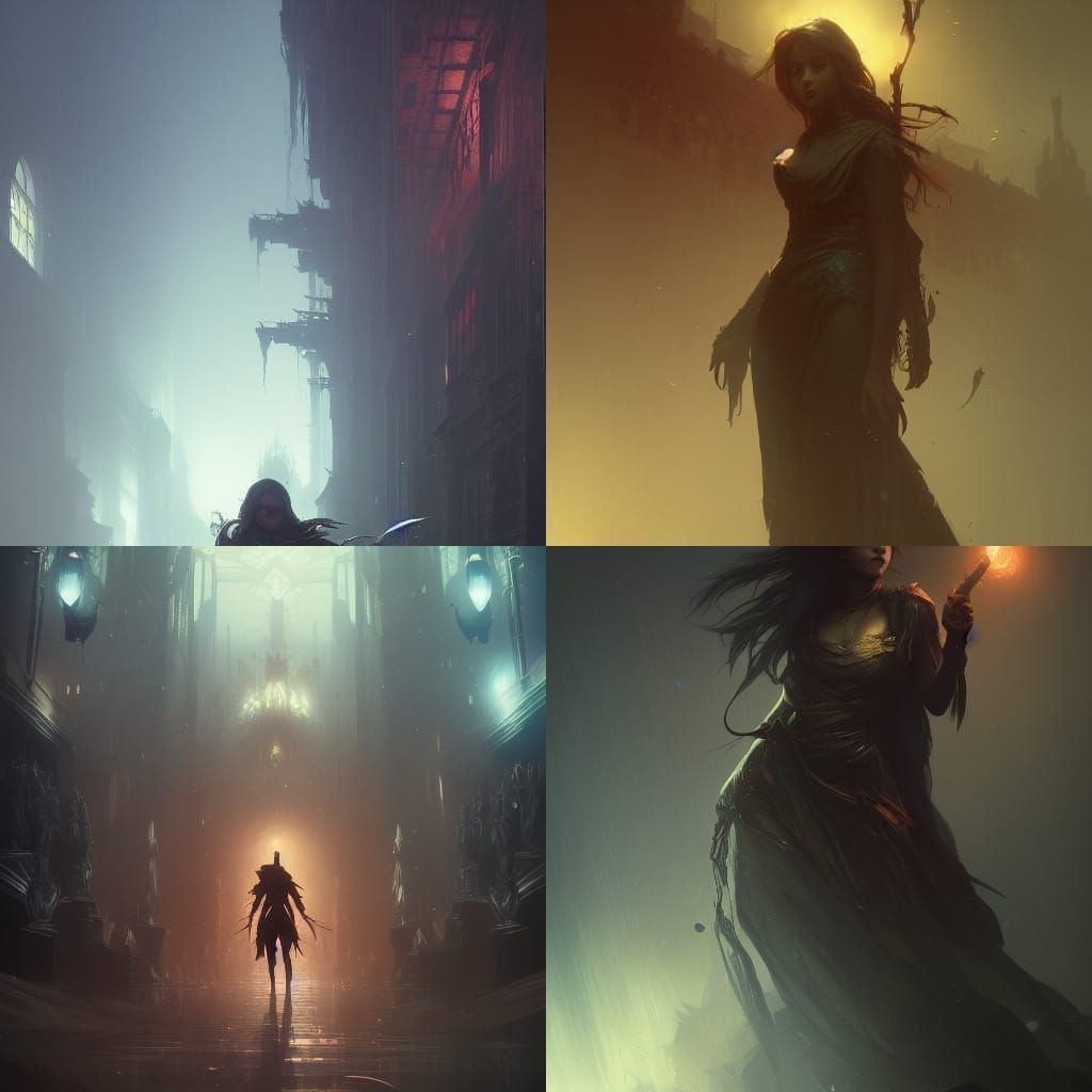 Dark Fantasy Art with Volumetric Lighting