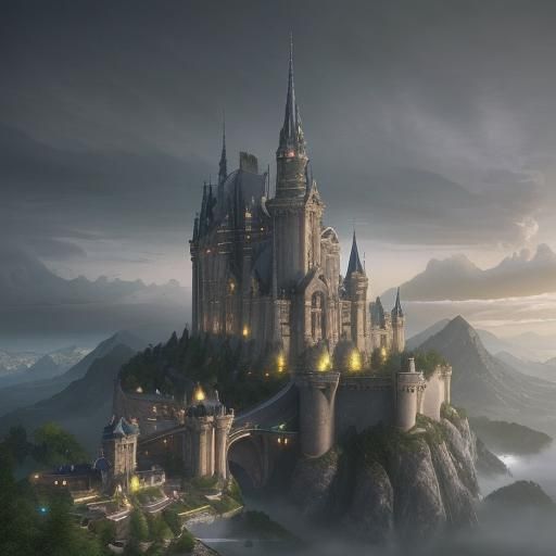 Futuristic French Castle in Romantic Light