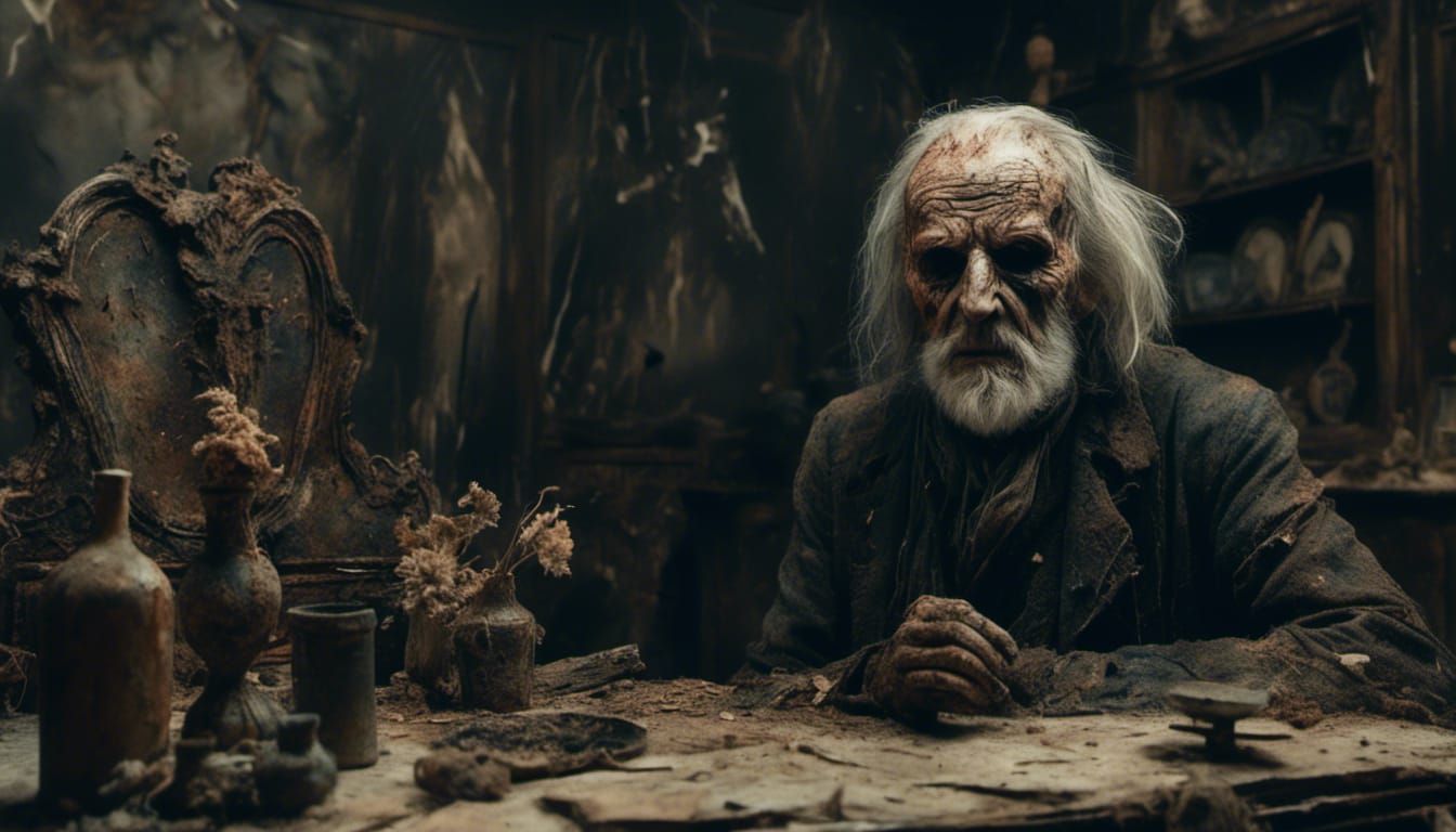 Wax Masked Man: Macabre Digital Matte Painting