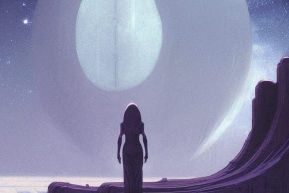 Lonely Being in Outer Space: A Sci-Fi Ink Painting