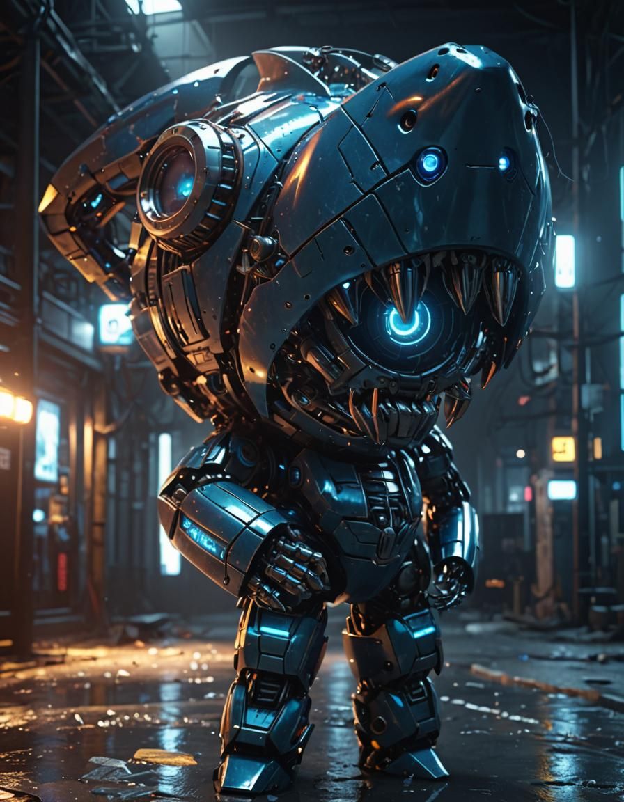Cybernetic Shark Leviathan Emerges from Shadows