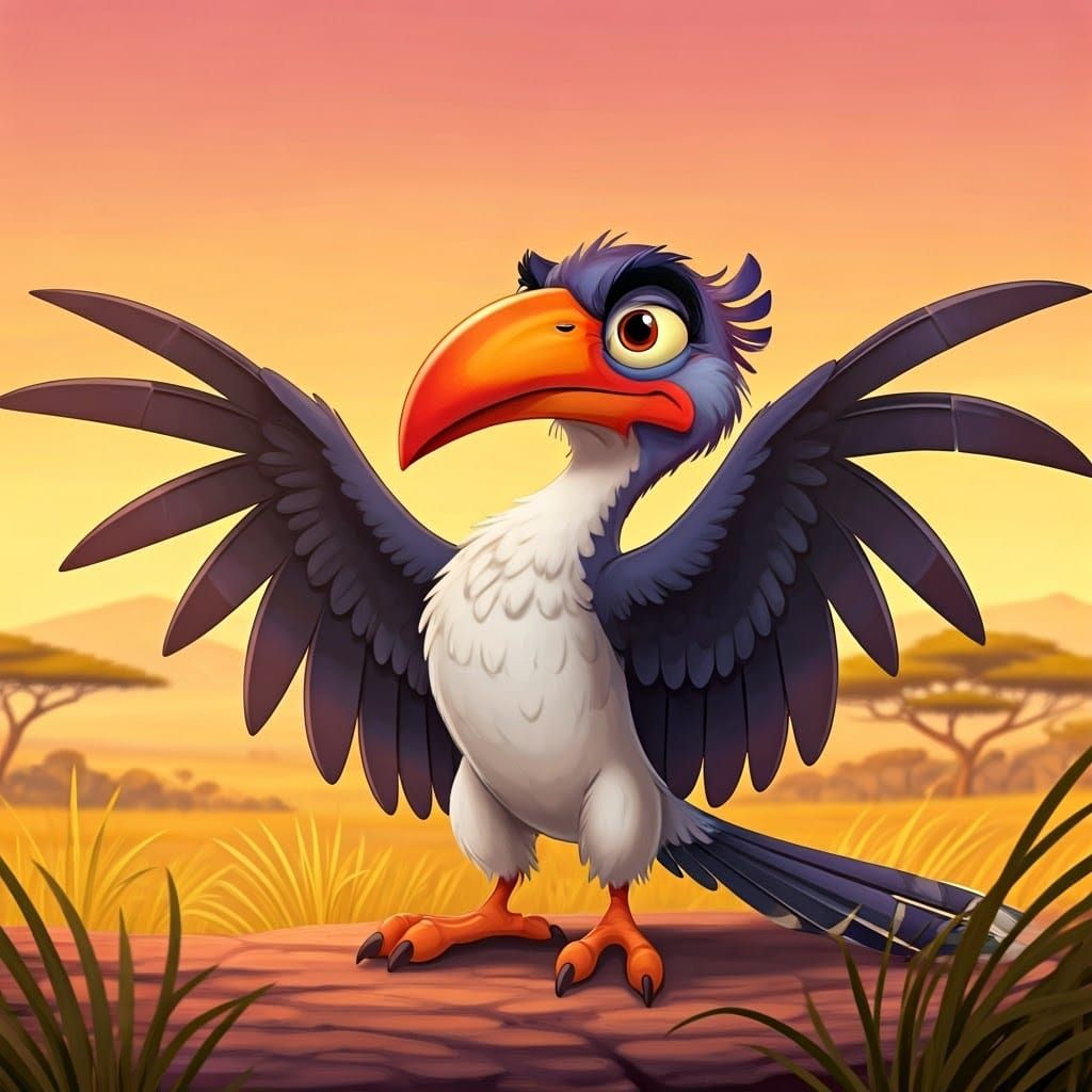 Majestic Zazu in Vibrant Storybook Style