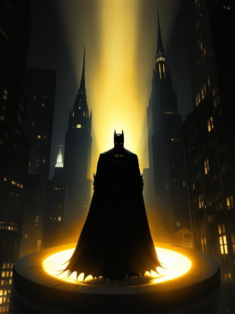 Bat-Signal Illuminates a Hero in Gotham City