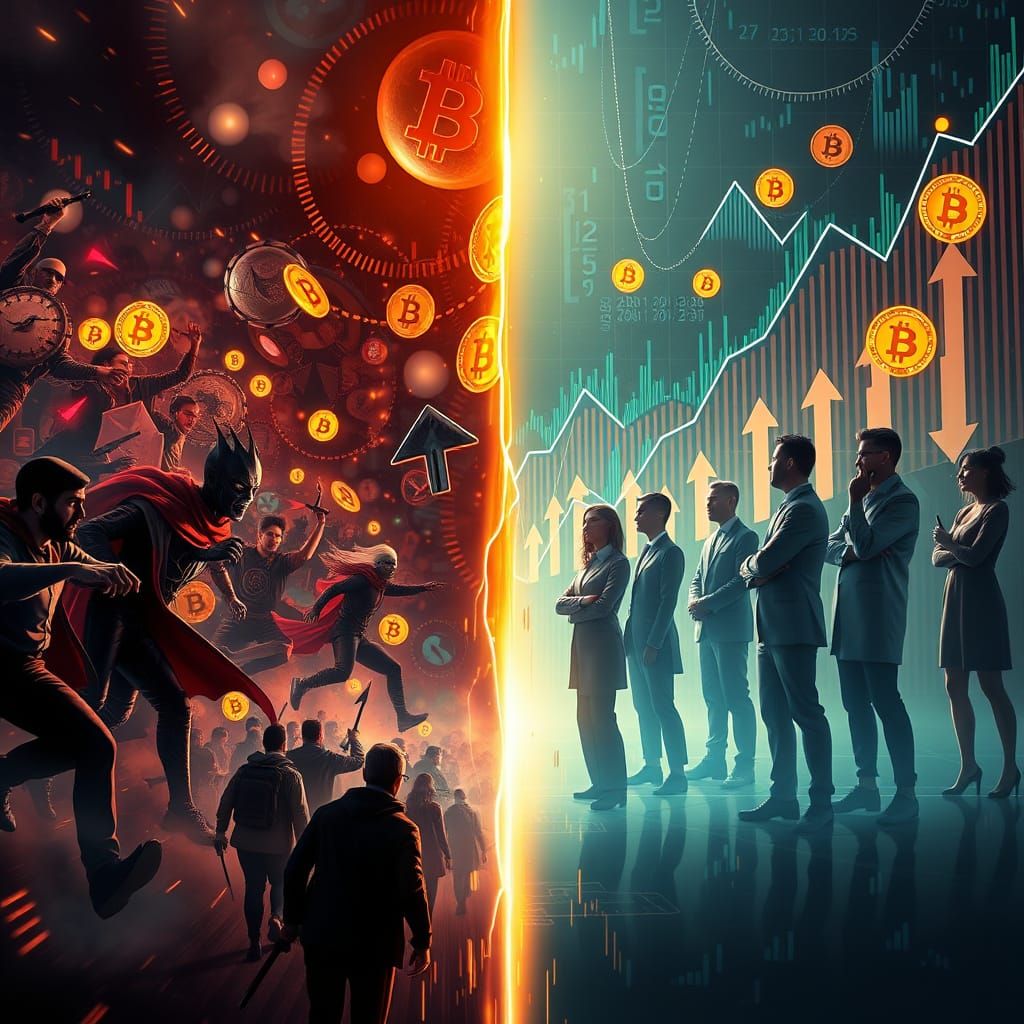 Bitcoin Market Tension in Cyberpunk Style