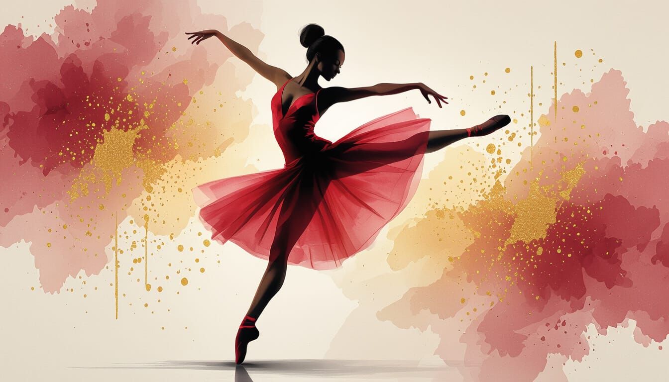 Graceful Dancer in Motion: Watercolor Fashion Illustration
