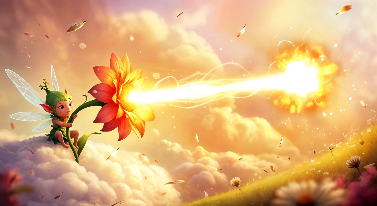 Magical Sprite Unleashes Ethereal Flower Blast