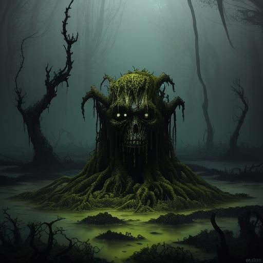 Moldy Water Demon in Dark Fantasy Style