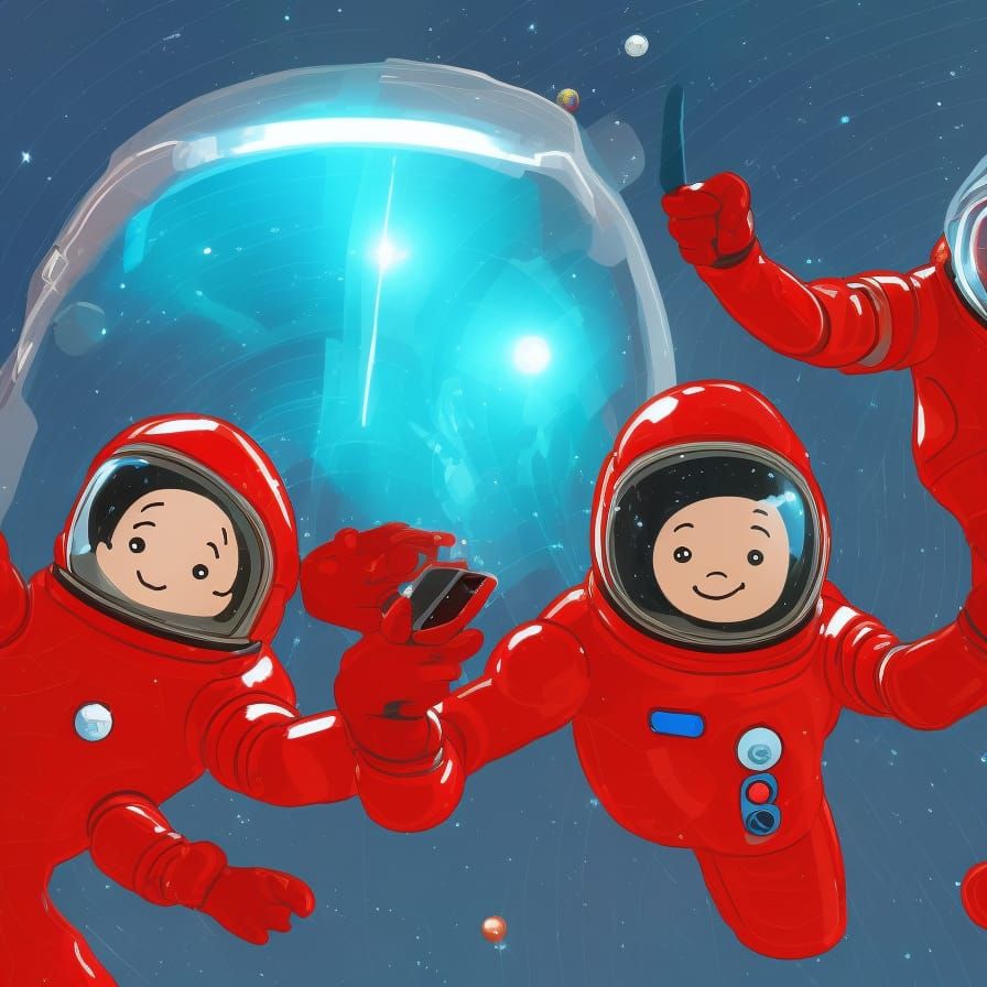 Astronaut Selfie in Sci-Fi Canteen, Digital Art