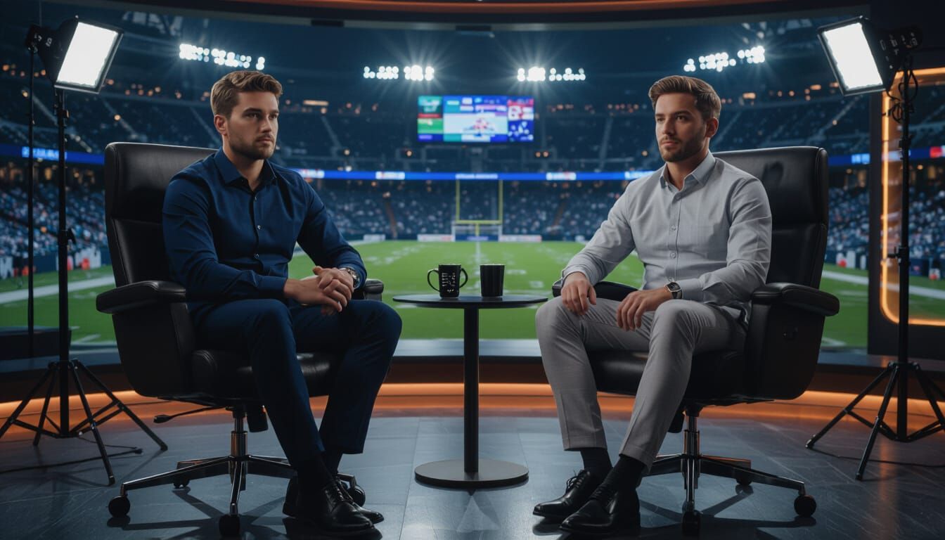 Podcast Studio Scene in Cinematic Film Style