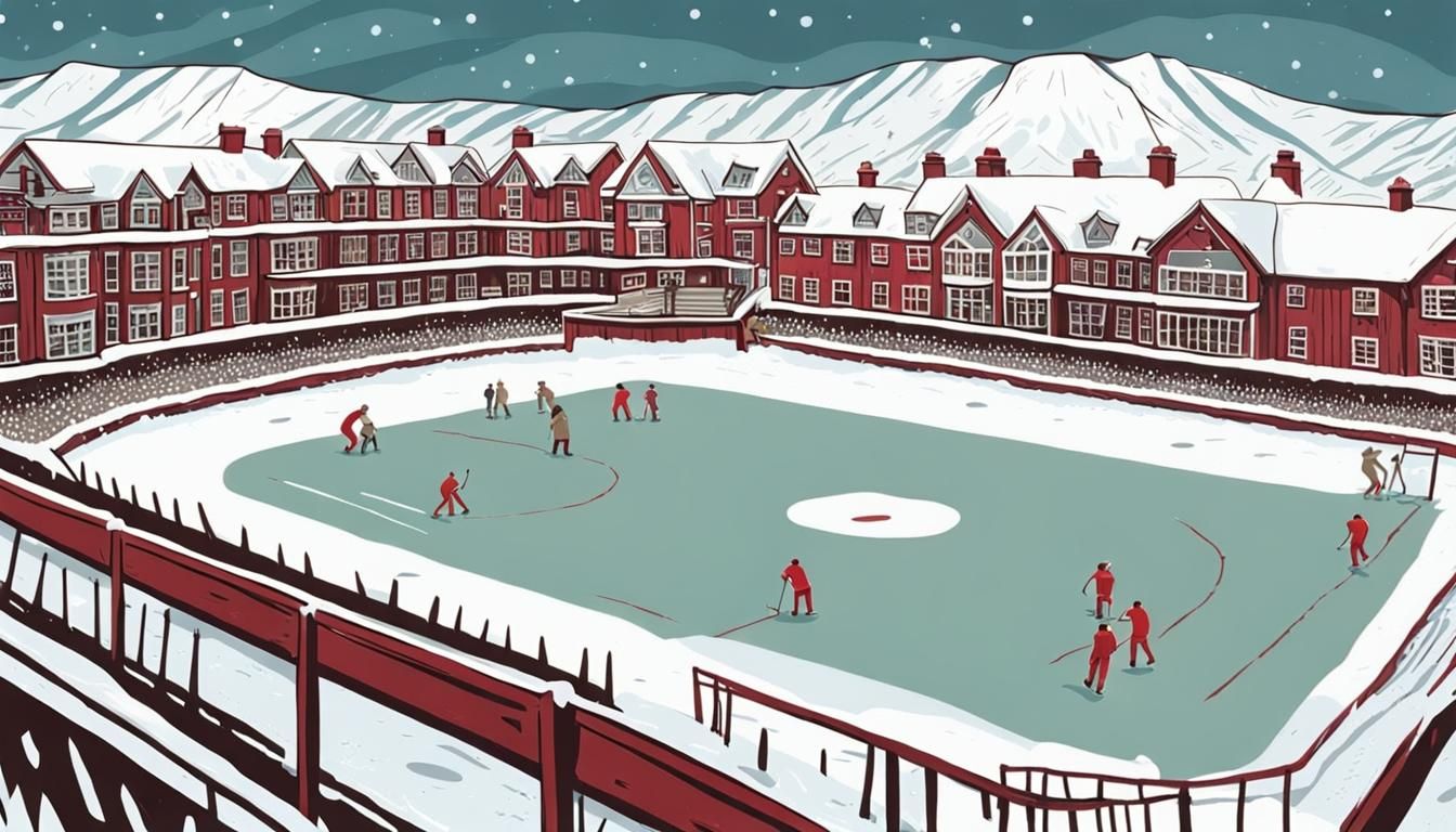 Cricket Grounds at North Pole in Retro Style