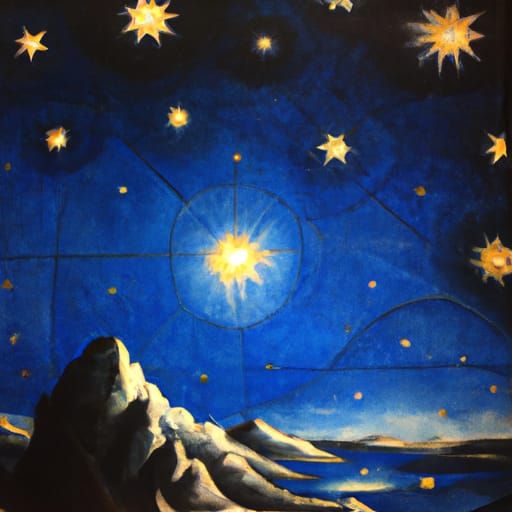 Starry Night in Albrecht Dürer Style