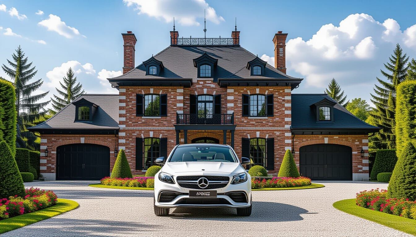 Victorian Chateau With Mercedes-Benz and Monet Inspired Gard...