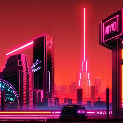 Synthwave Neon Retro Composition