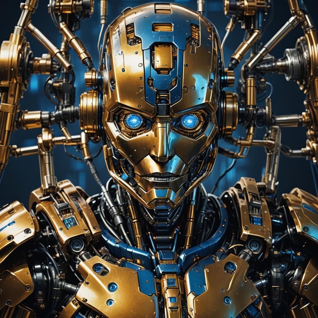 Armored Robot Warrior with Energy Guns