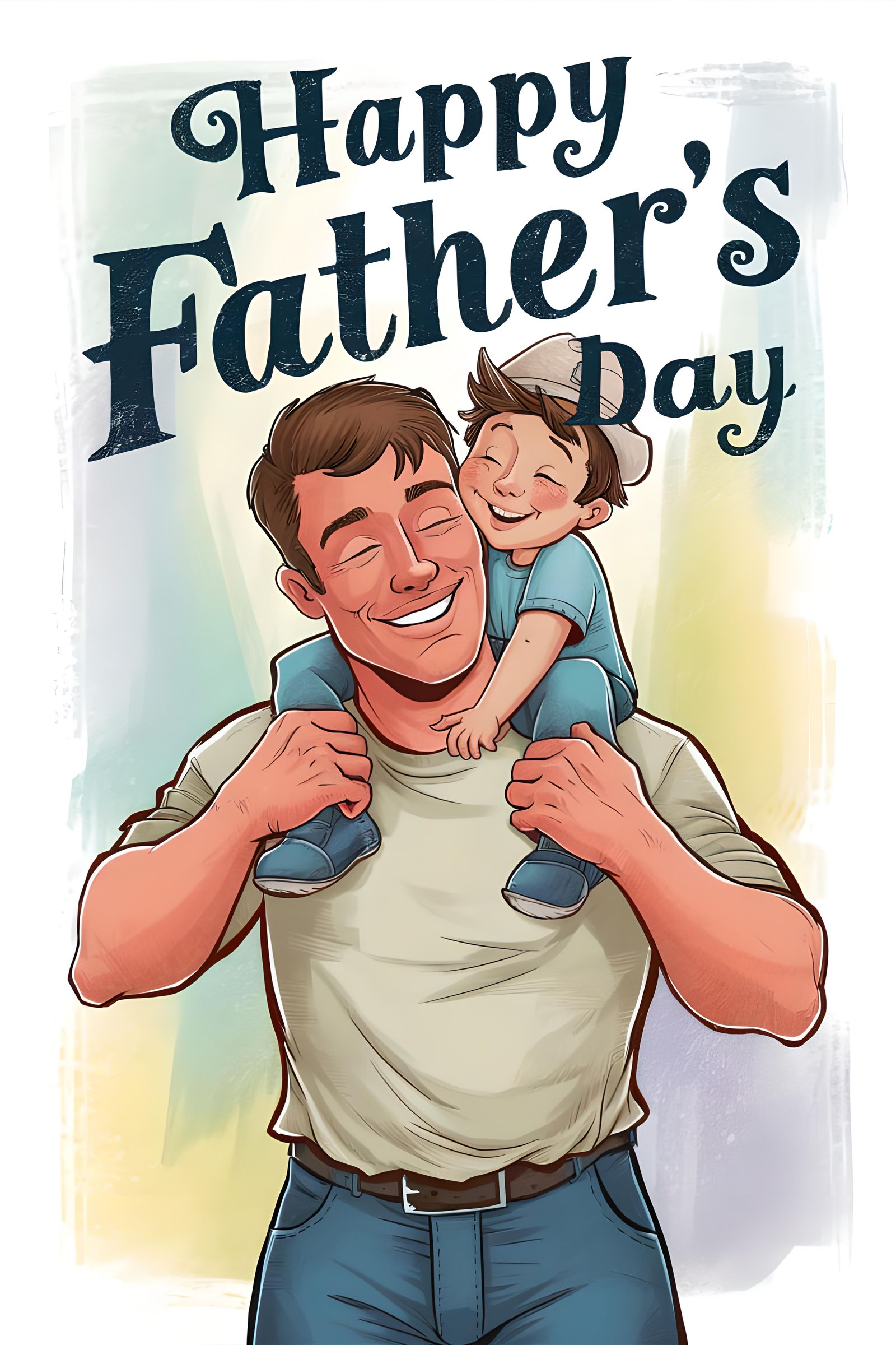 Heartwarming Father-Son Cartoon for Father's Day