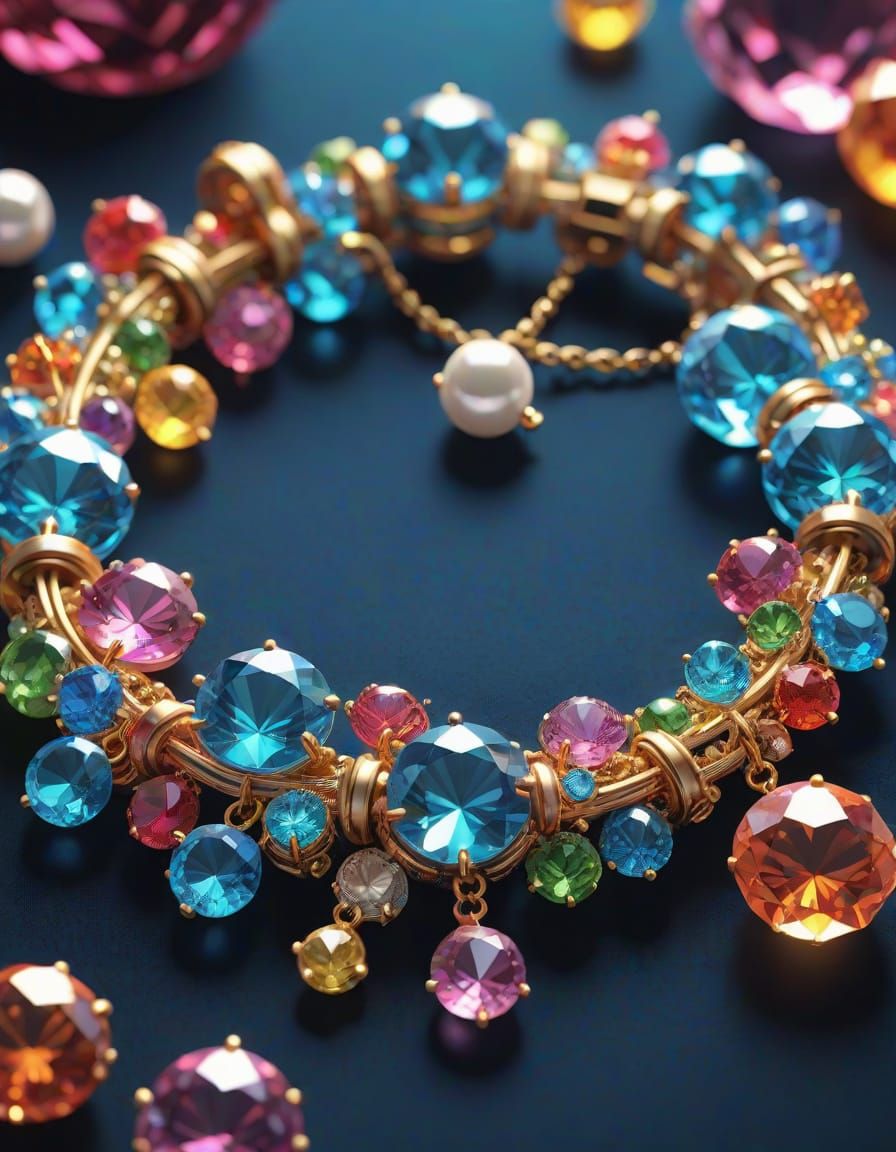 Breathtaking Crystal Charm Bracelet in Vibrant 3D Anime Styl...